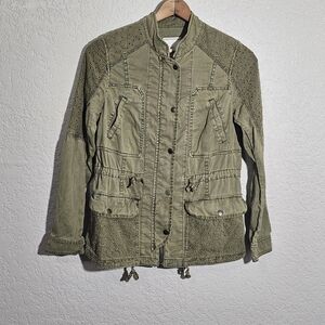 Anthro Hei Hei Green Eyelet Contrast Light Jacket